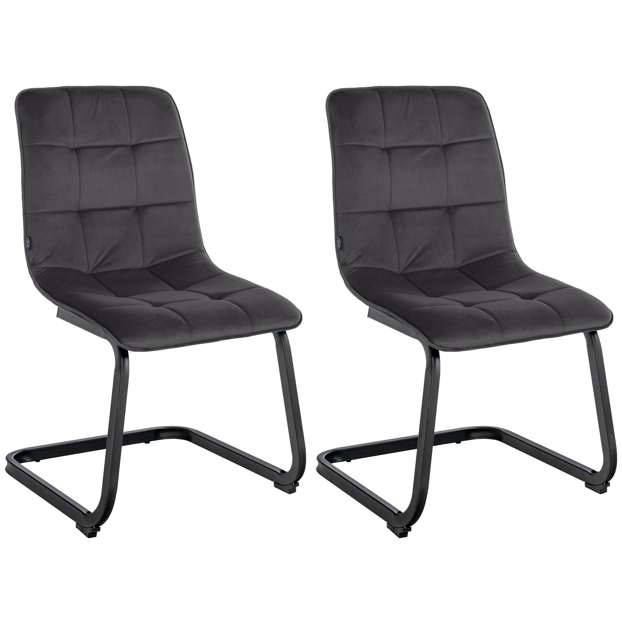 Set de 2 Sillas de comedor Vermont en terciopelo Negro