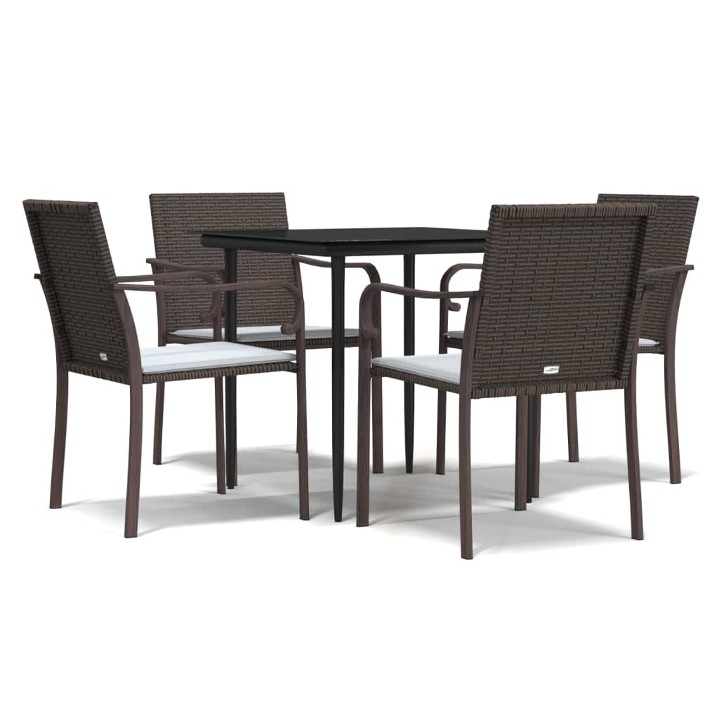 vidaXL Juego comedor jardín 5 piezas y cojines ratán sintético y acero