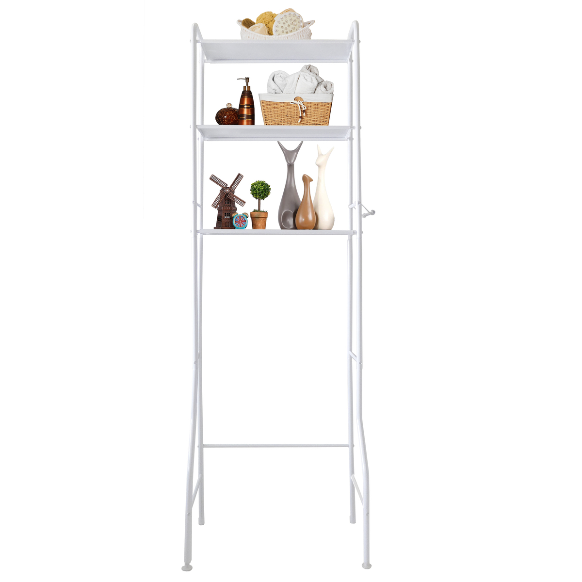 Estantería Baño sobre Inodoro WC Nyana Home Cuarto de Baño 3 Alturas Patas Ajustables Fabricada en Acero Incluye Accesorios