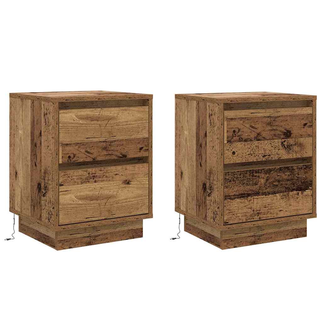 vidaXL Armario de Noche 2 uds. 39 x 34,5 x 50 cm Madera de ingeniería Multicolor
