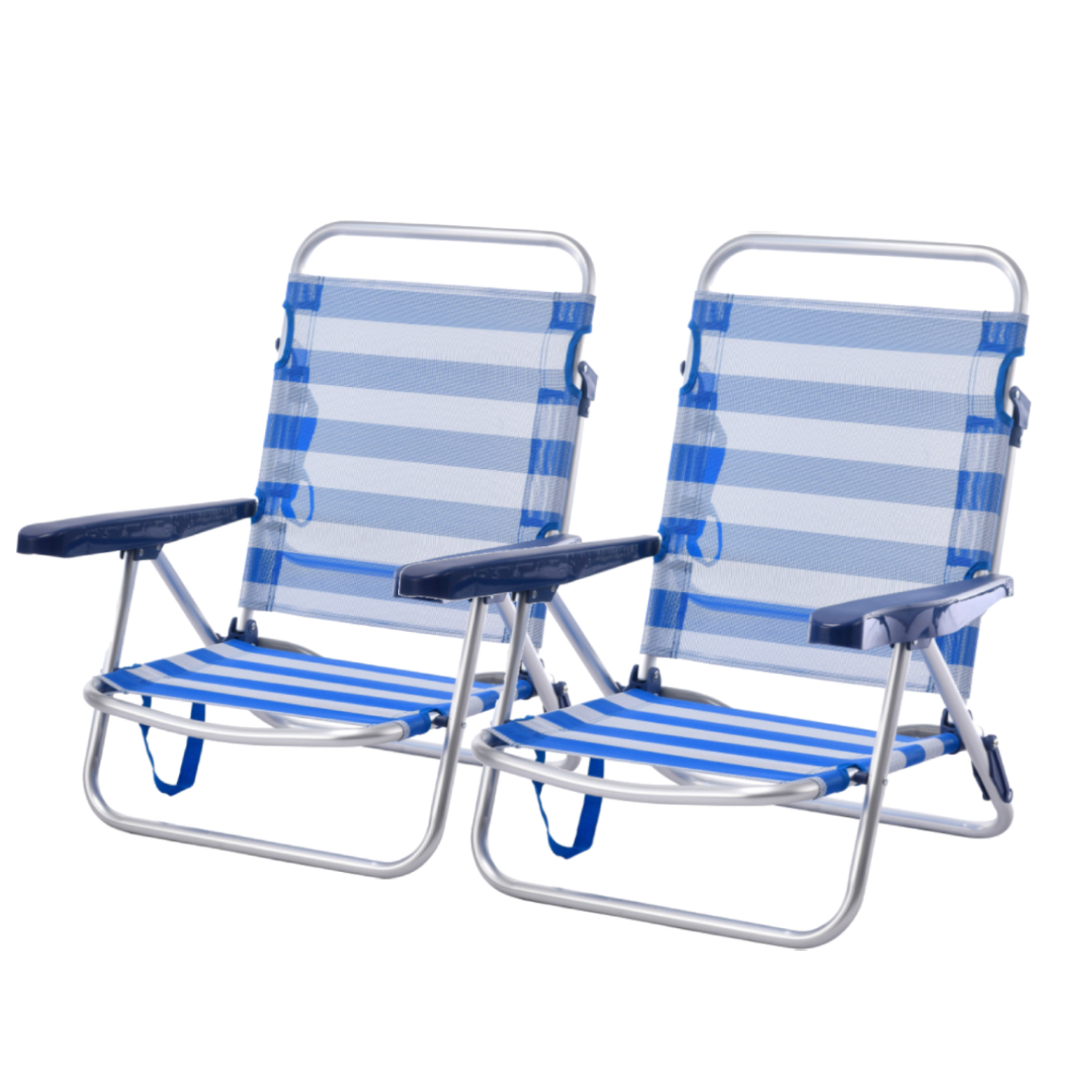 Sillas Playa Plegable Convertibles en Cama de Aluminio y Textileno 53x20x78cm con pieza tope antivuelco