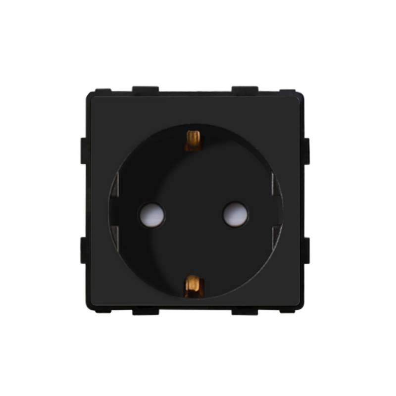 LEDBOX Base Enchufe EU tipo SCHUKO 16A 250V KOOB, negro. Sistemas de control, Mecanismos KOOB