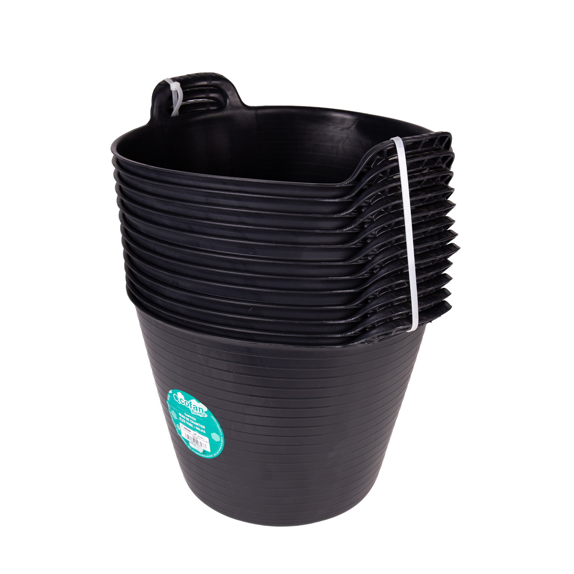 Cofan Pack de 12 o Venta Unitaria de Capazos Flexibles Reciclados 15 L Negro Obra Jardín y Hogar