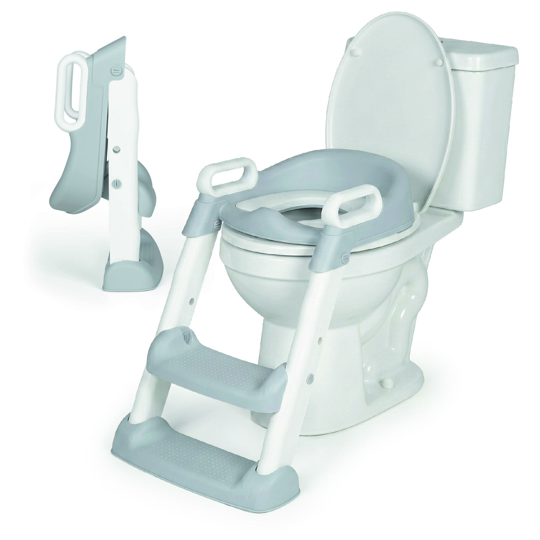 Ms - Adaptaror WC con Escalera - Adaptador con Asiento Acolchado para Inodoro - Plegable y con Altura Ajustable Reductor WC Niños con Asas y Base Antideslizante de 1 a 7 años