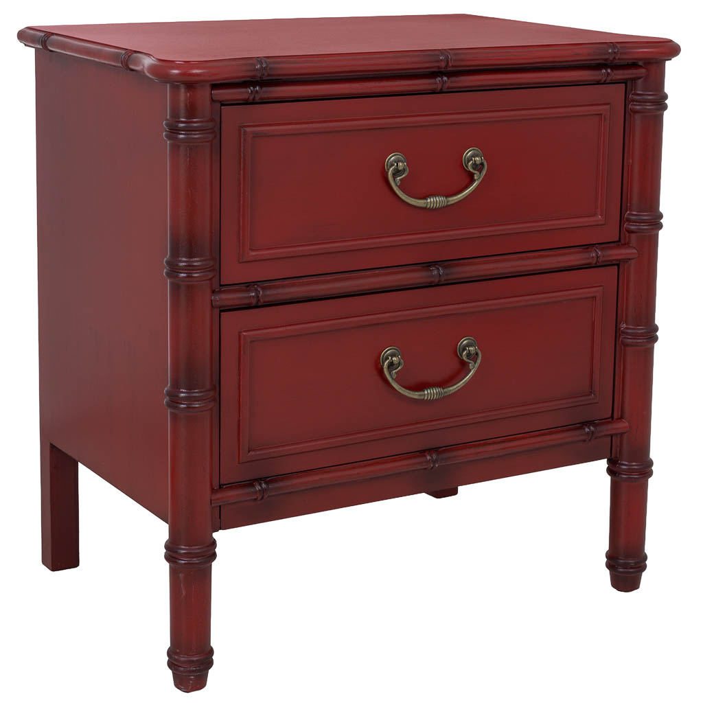Wonderlust Deco - Mesita de noche de madera roja 60x40x60h cm Rojo 60x40x60h cm