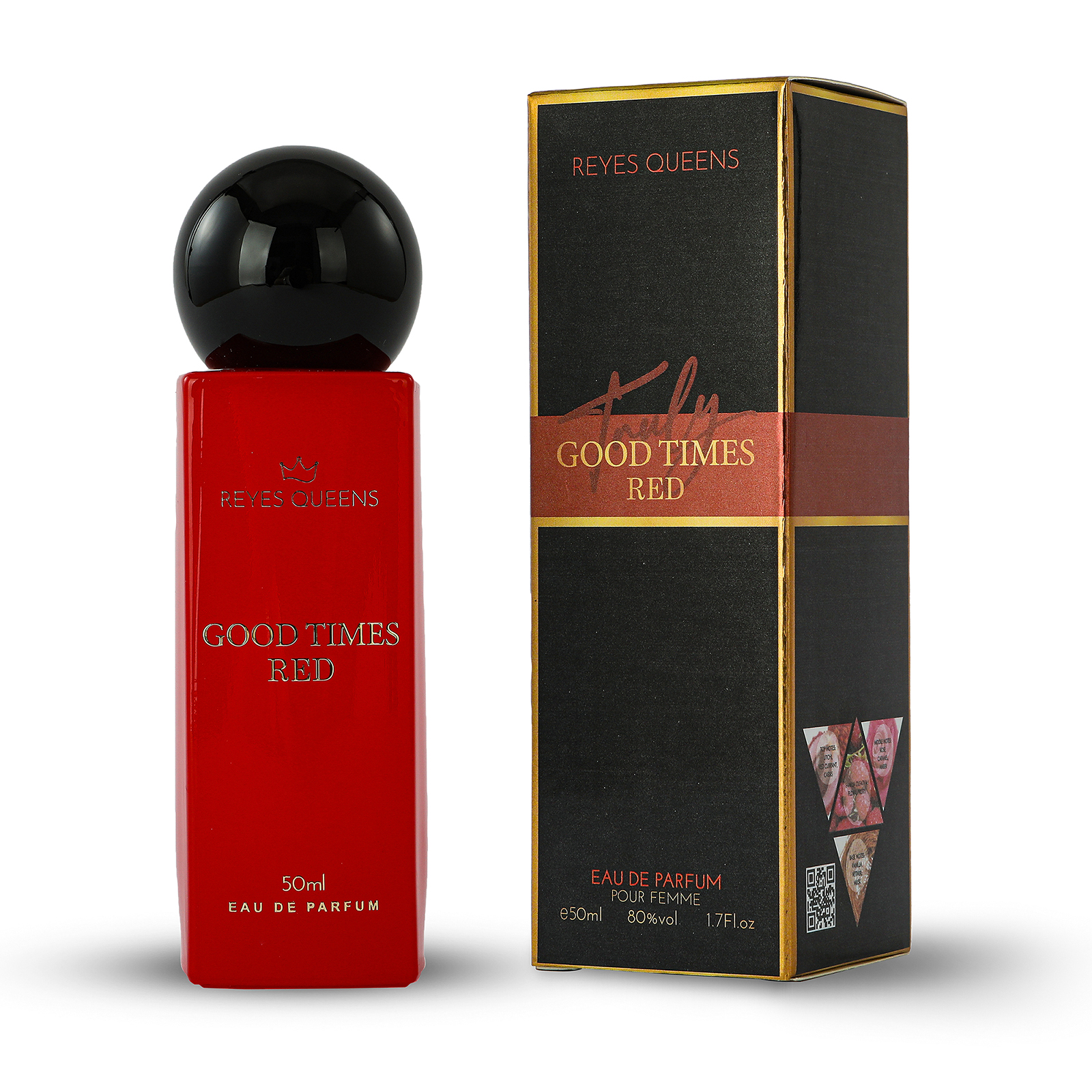 Perfume para mujer REYES QUEENS, Good Times Red 50 ml Familia Olfativa: Frutal, Tamaño: 50 ml, Concentración: Agua de perfume, Género: Femenino