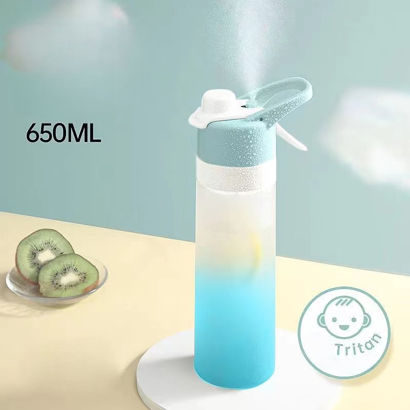 Botella de Agua con Boquilla de Spray - Tritan Fitness Multifuncional (Para Mujer/Estudiantes/Deportes de Verano)-- 650ML