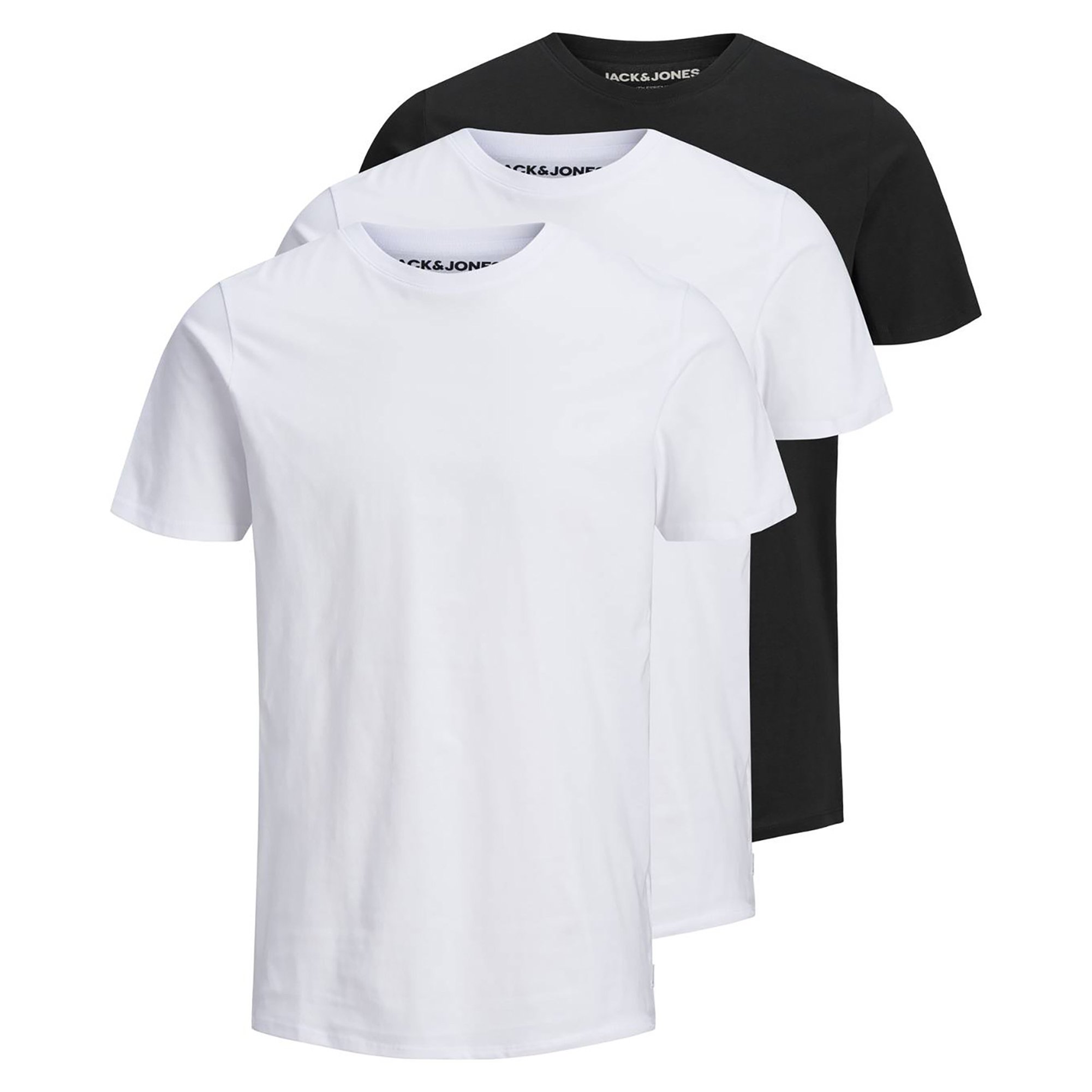 JACK&JONES camiseta para hombre, paquete de 3 - BASIC TEE O-NECK, manga corta, algodón JJEORGANIC BASIC TEE O-NECK 3PK