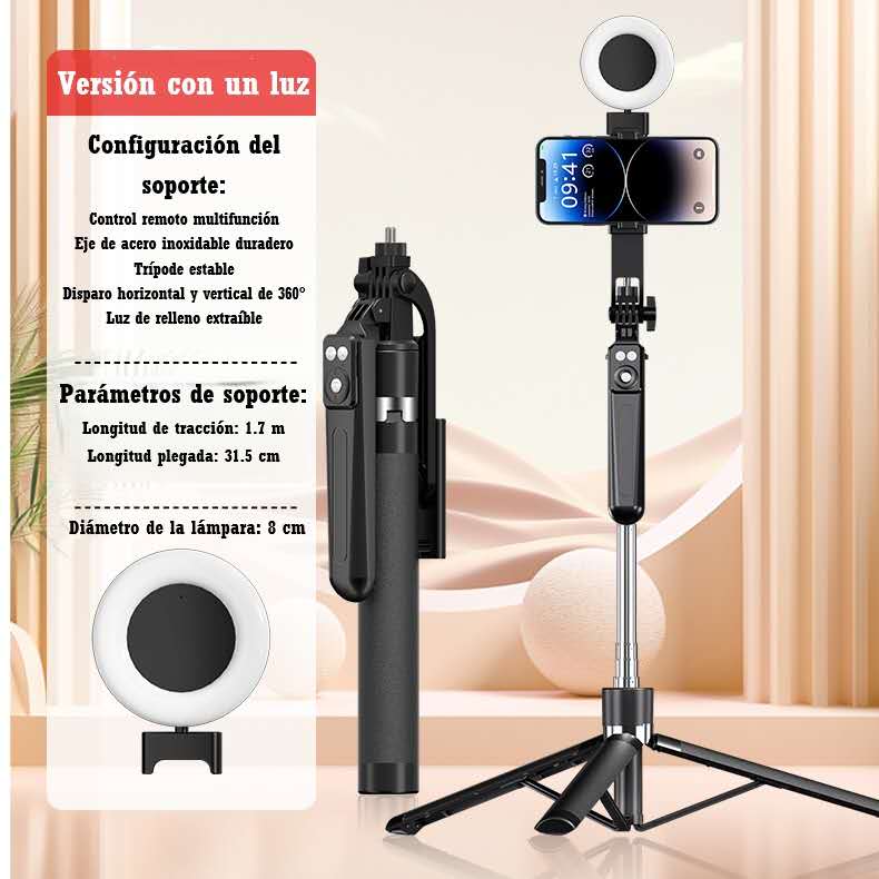 FGNS. 1.7m palo de Selfie largo para Smartphone ,El trípode de 1,7 m con control remoto Bluetooth y rotación de 360 grados es un dispositivo versátil, perfecto para selfies, transmisiones en vivo y fotografía de viajes.