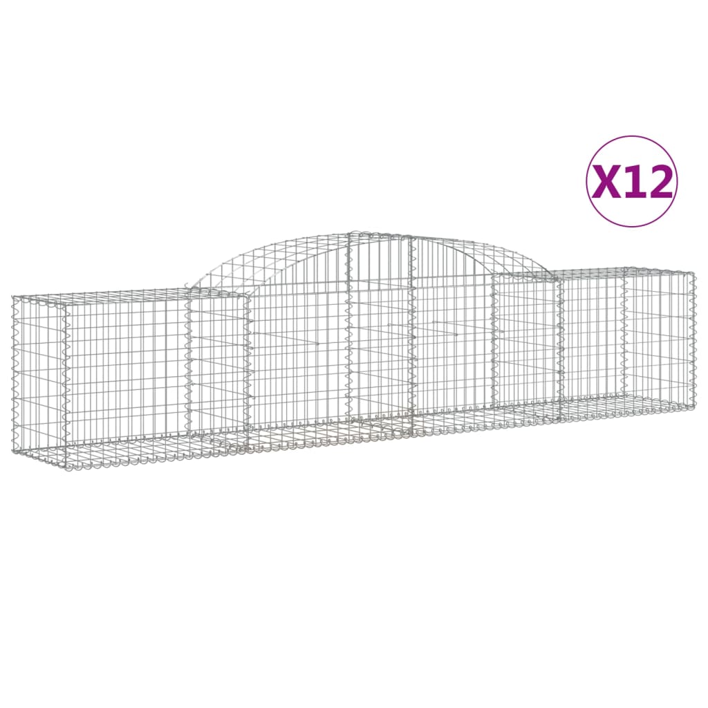 Vidaxl Cestas de Gaviones de Hierro Arco 12 Uds 200 X 30 X 60/80 Cm