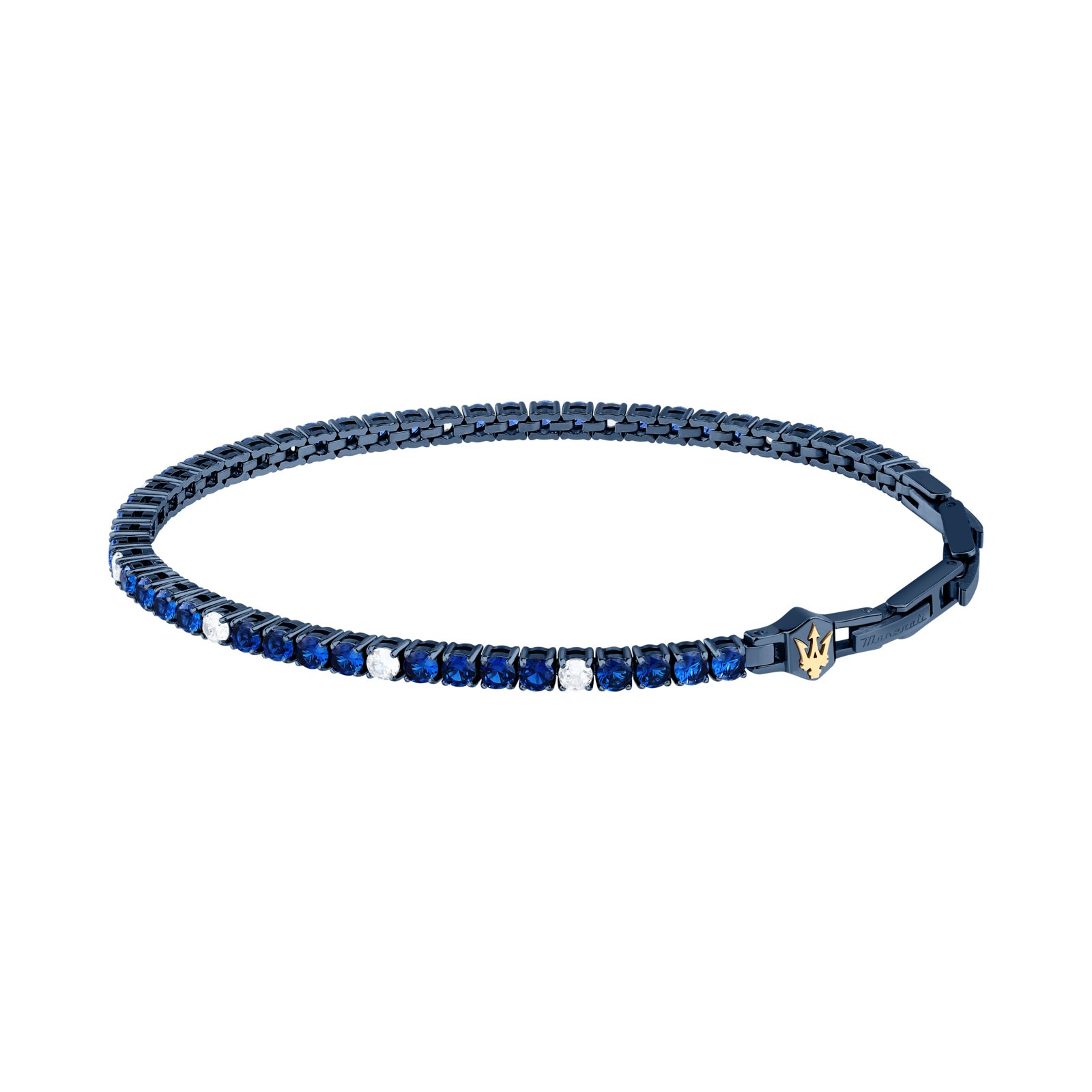 Maserati Pulsera Hombre Tennis Br Ss Blue+yg Cz White 18.5+3cm De Acero Azul, Blanco Jm425avc10