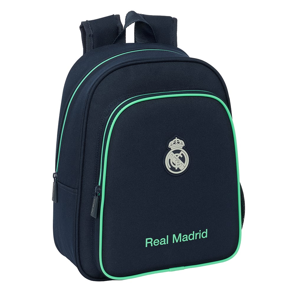 SAFTA | Mochila Escolar Real Madrid 2ª Equipación 25/26 Adaptable a Carro (Sin Carro) 2 Compartimentos Grandes, Cremalleras con Doble Tirador, Espalda y Hombreras Ergonómicas Acolchadas, Portátil 14