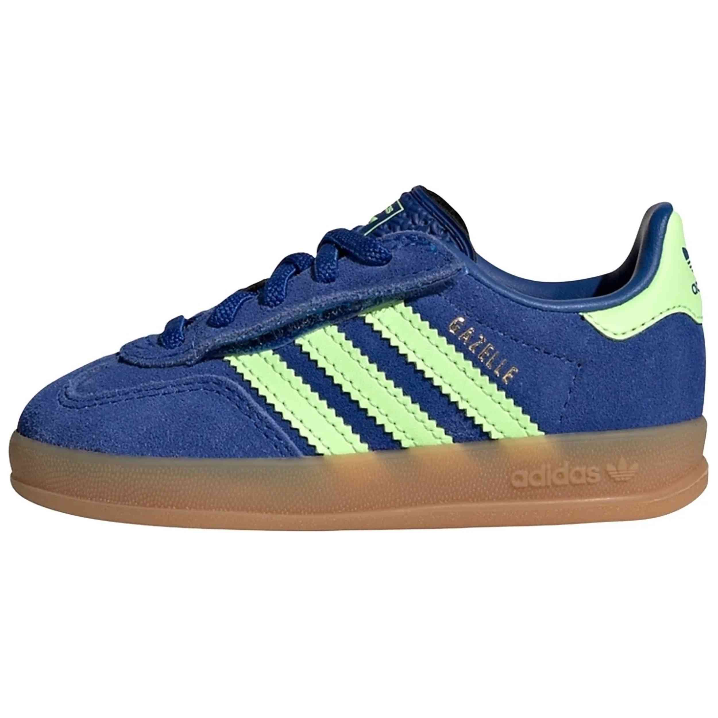 Zapatillas Adidas modelo Gazelle Indoor Comfort Closure Elastic Lace "Royal Blue / Green Spark / Gold Metallic" para Bebe en color Azul