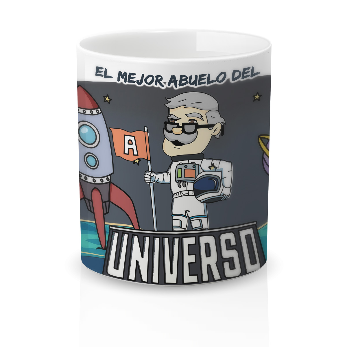 Taza cerámica Regalo Original Amor y Amistad. Resistente 100% al microondas y lavavajillas. Taza con Frase El mejor abuelo del universo