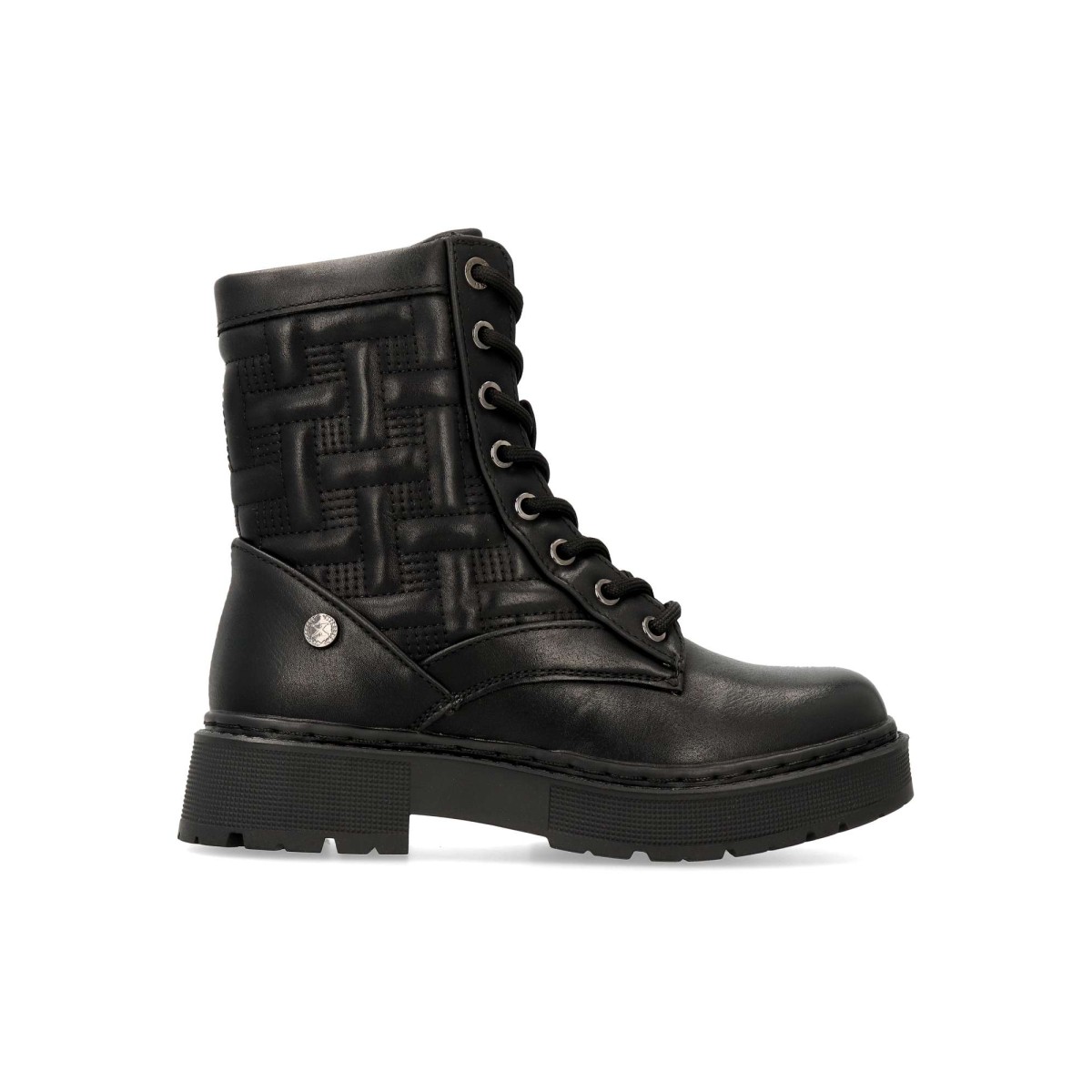 XTI - Botines militares de piel vegana acolchados para niña, con cierre de cordones y cremallera interior, suela de goma antideslizante y confortable
