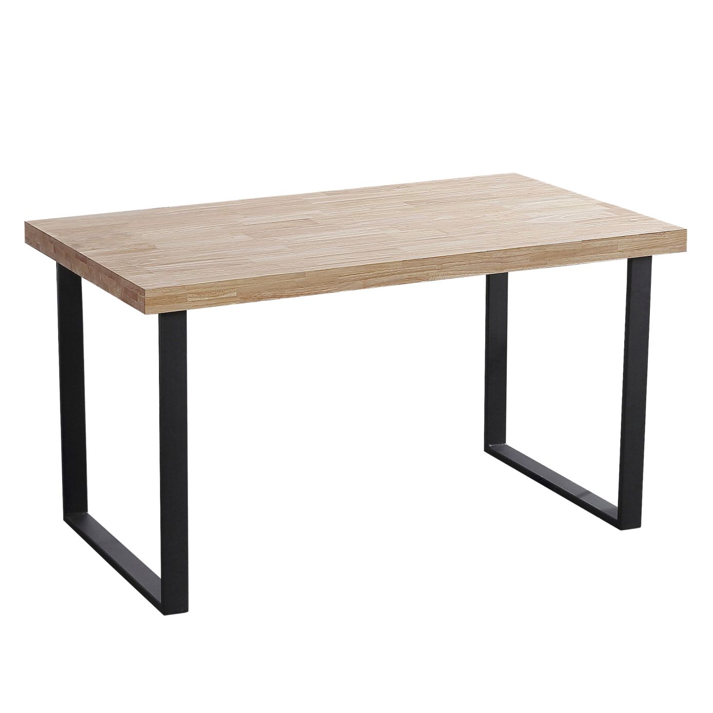 Miroytengo Mesa de comedor Iris fija en roble nordish y negro para salon diseño industrial 140x80x76,5 cm