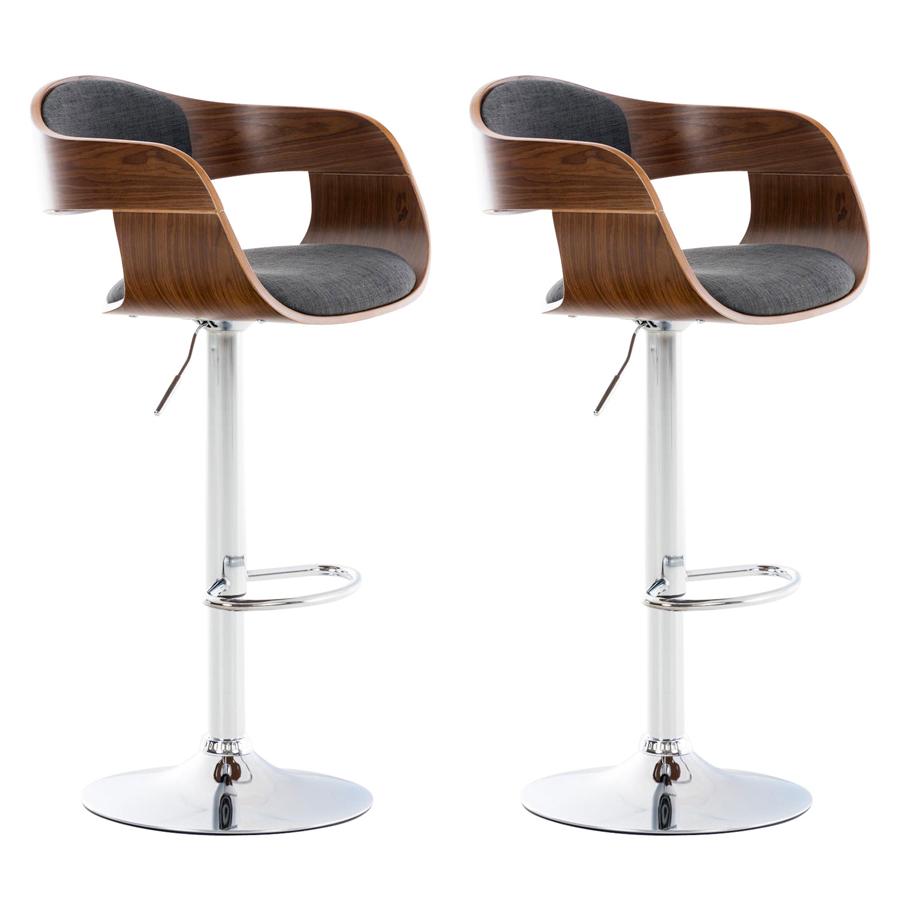 Set De 2 Taburetes Kingston En Tela Nogal/gris oscuro