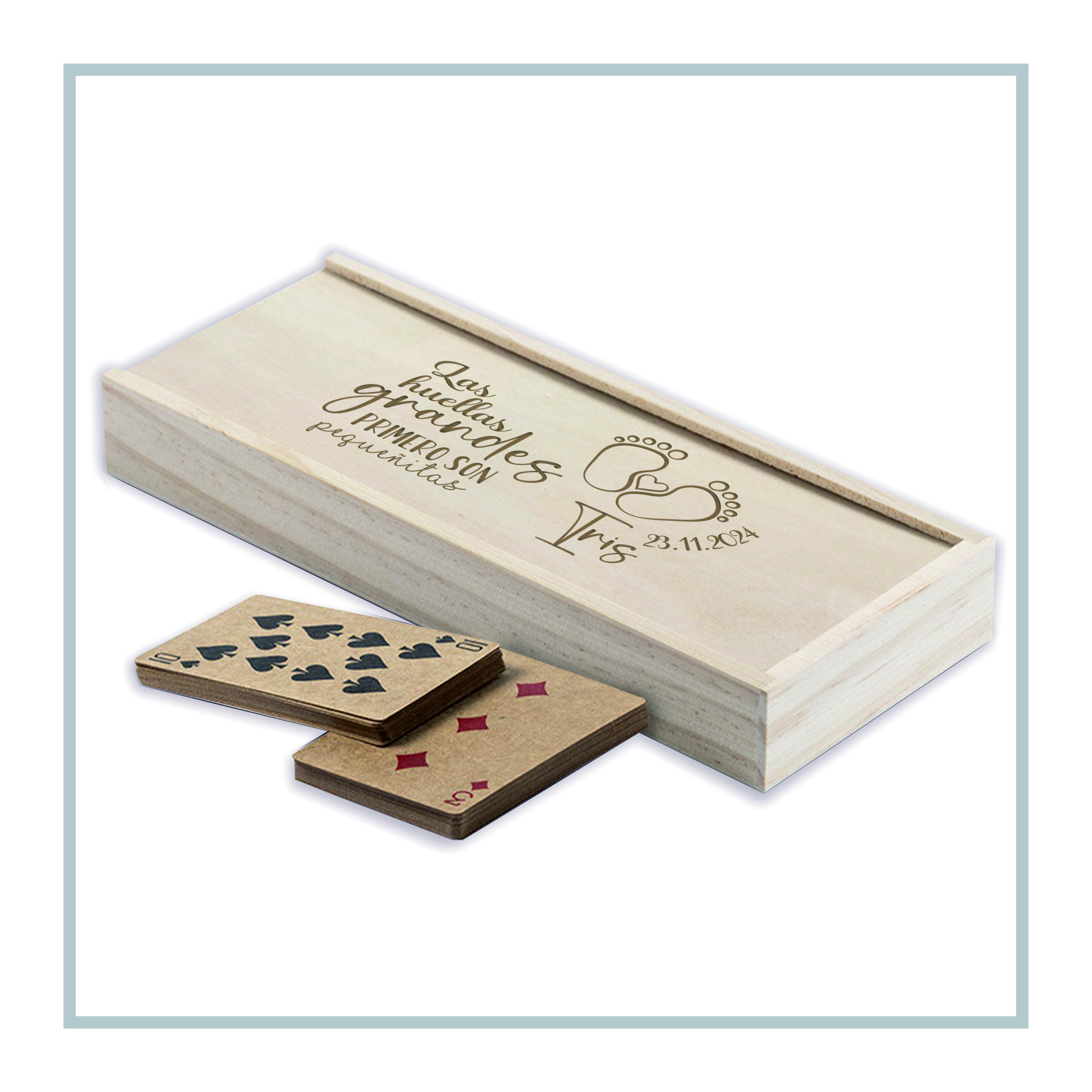 RegaloVip.es - Juego PERSONALIZABLE, juego de madera domino y cartas, regalos personalizados, detalles de boda, detalles de bautizo, detalles de comunión, regalos originales.