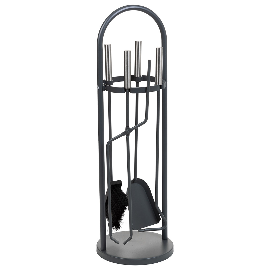 Wonderlust Deco - Herramientas para la chimenea de metal negro set 5pcs d22x68h cm Negro D22x68h cm