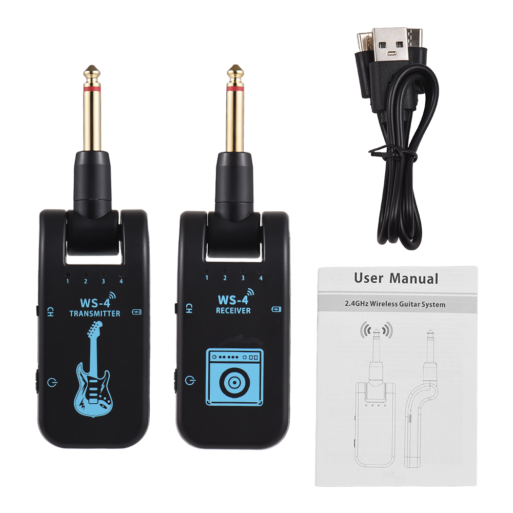 CA Sistema de guitarra inalámbrico de 2,4G, transmisor y receptor para guitarra eléctrica, bajo, transmisión en tiempo Real de 48K/16 bits