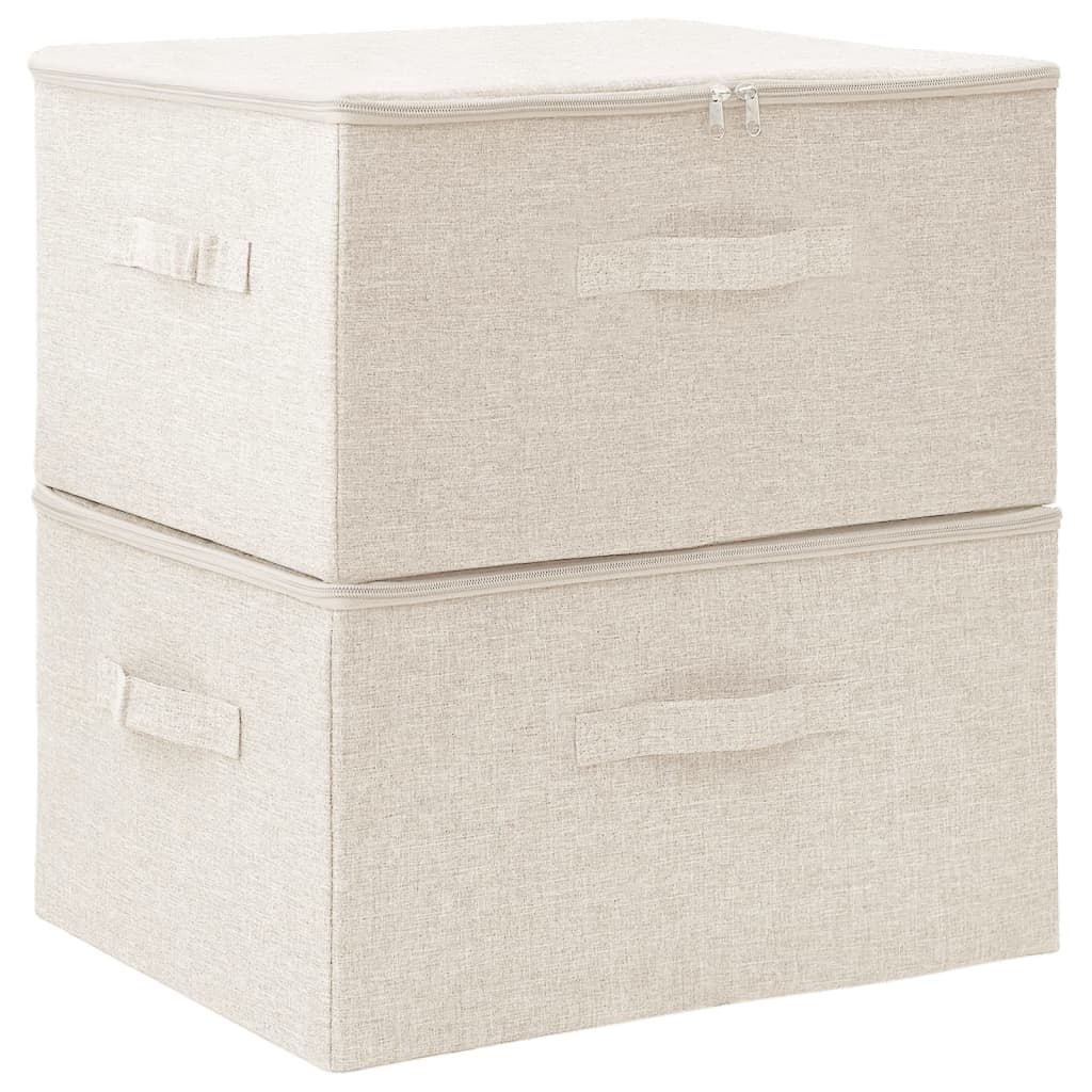 vidaXL Cajas de Almacenaje Cofres Plegables Organizadores 2 uds Tela Color Crema,  Gris,  Antracita y mas