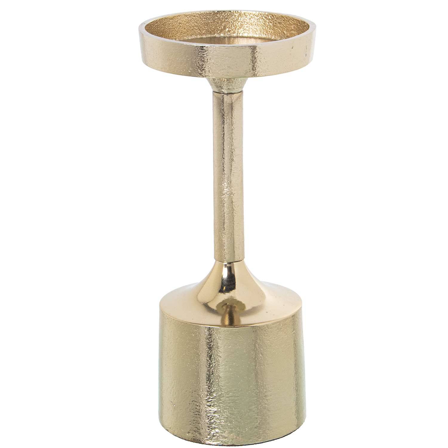 Palmatoria aluminio dorado 9x21cm, para velas 8cm