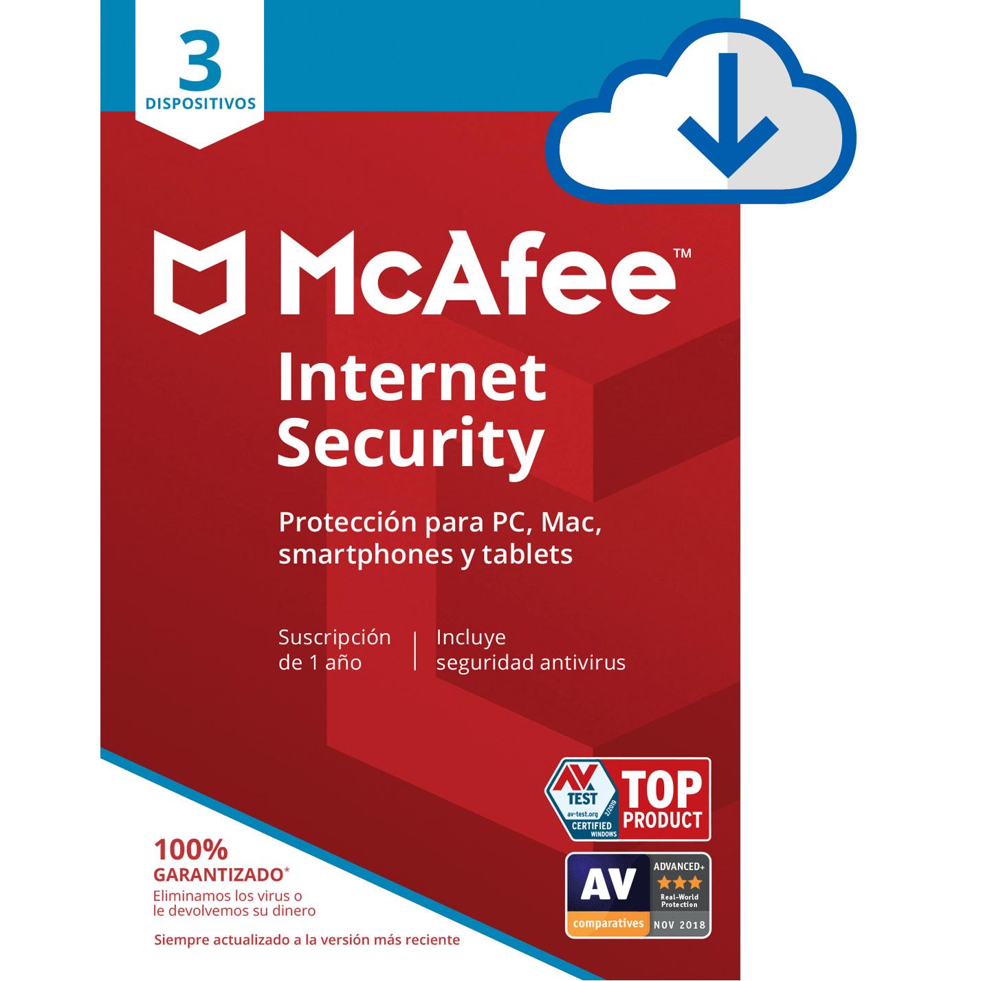McAfee AntiVirus Plus 3 Dispositivos 1 Año