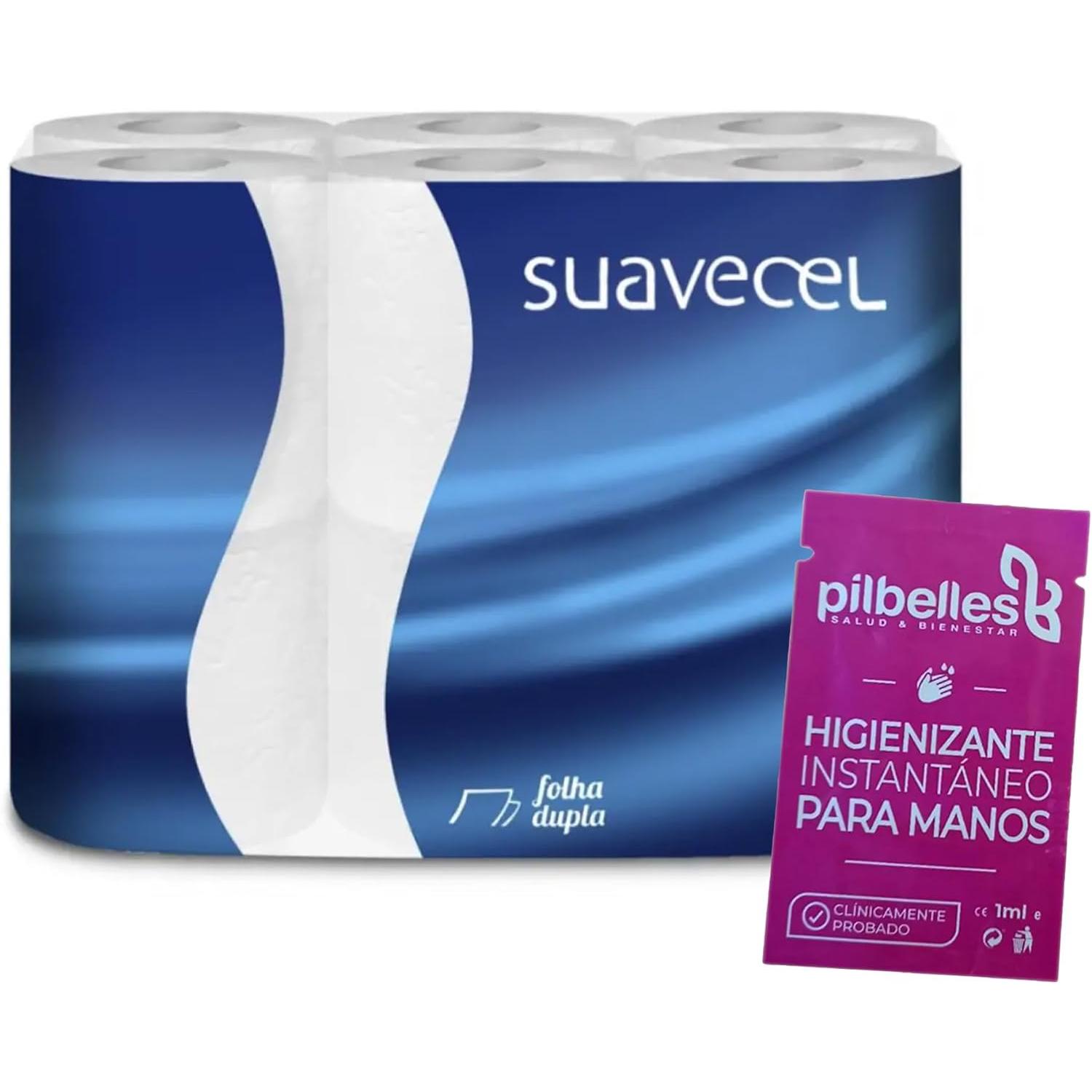 PILBELLES Pack Papel Higiénico Doméstico + Monodosis Gel Hidroalcohólico 1 ml
