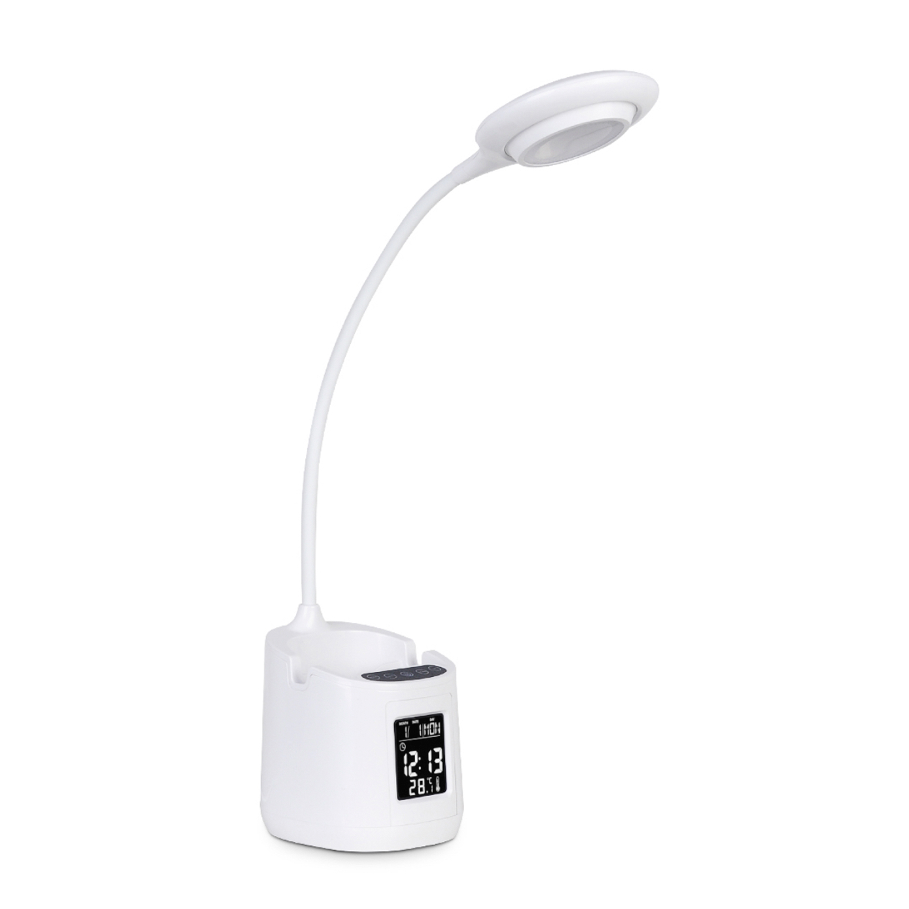 Bel Air Home - Lámpara Flexo KALIM LED 5W con pantalla digital, 3 temperaturas de color (3000K/4000K/6500K), USB y brazo flexible para escritorio, estudio o mesa de noche