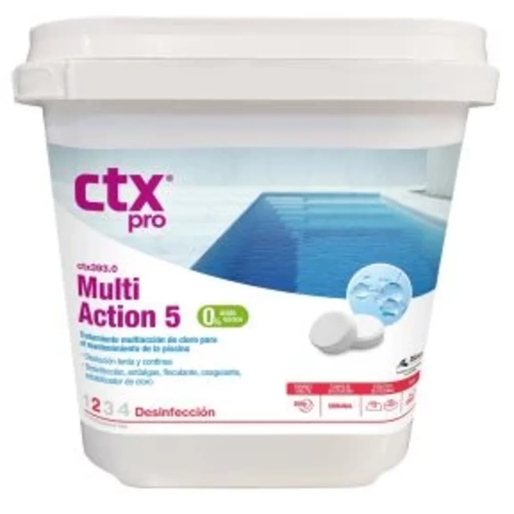 Cloro Multiacción 5// 5Kg Ctx Pro - 393 0% Acido Borico Mantenimiento De Pisicnas