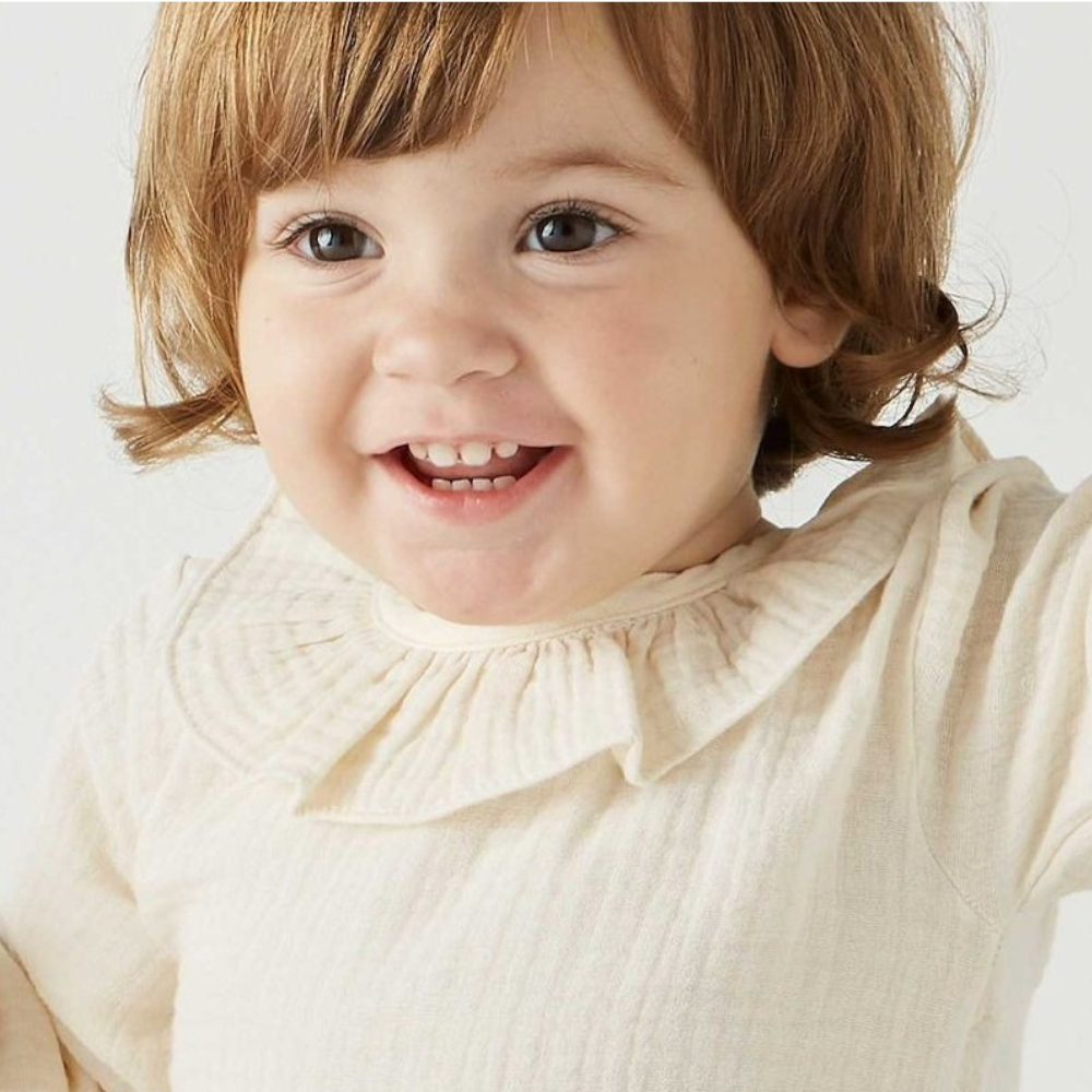 Body camisa mangas cortas cuello volante de bambula babidu