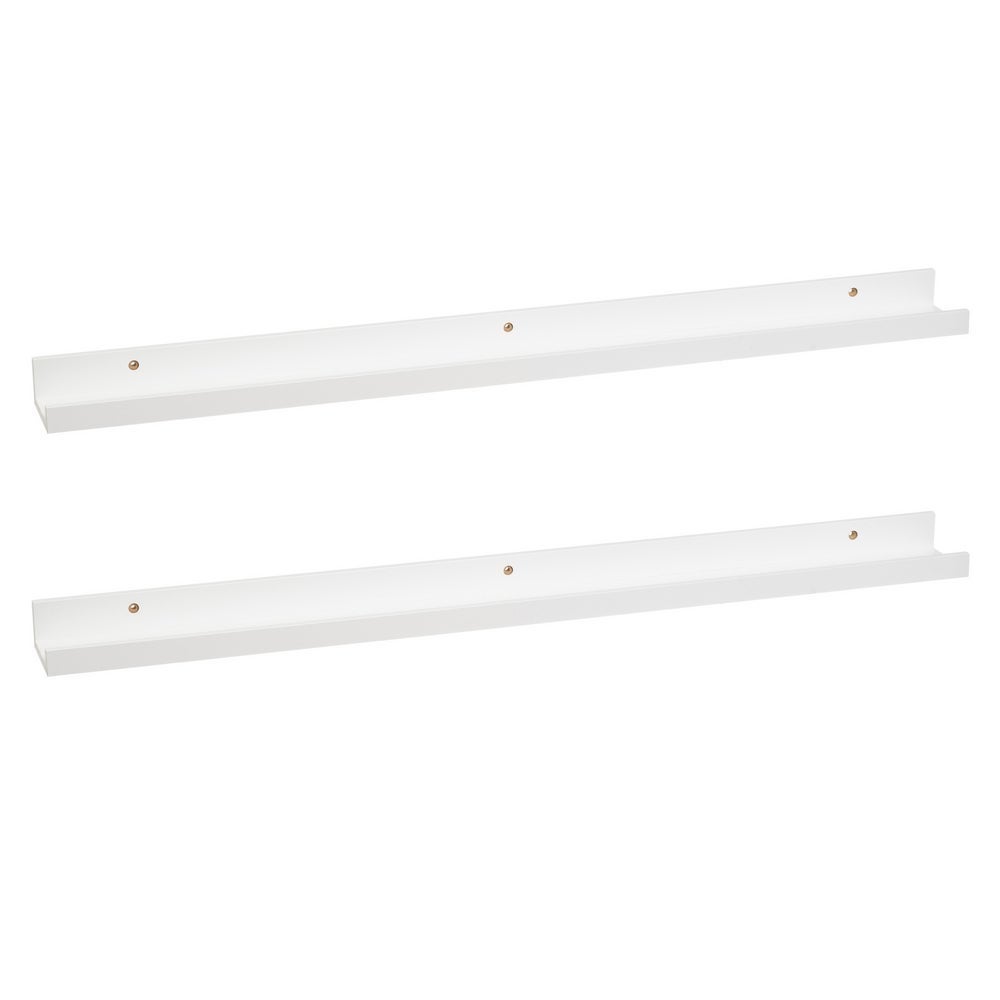 2 estantes flotantes de pared de madera blanca de 100x9,5x5 cm Repisa estrecha con borde para sujetar cuadros, marcos de fotos y decoración. CasaSelección