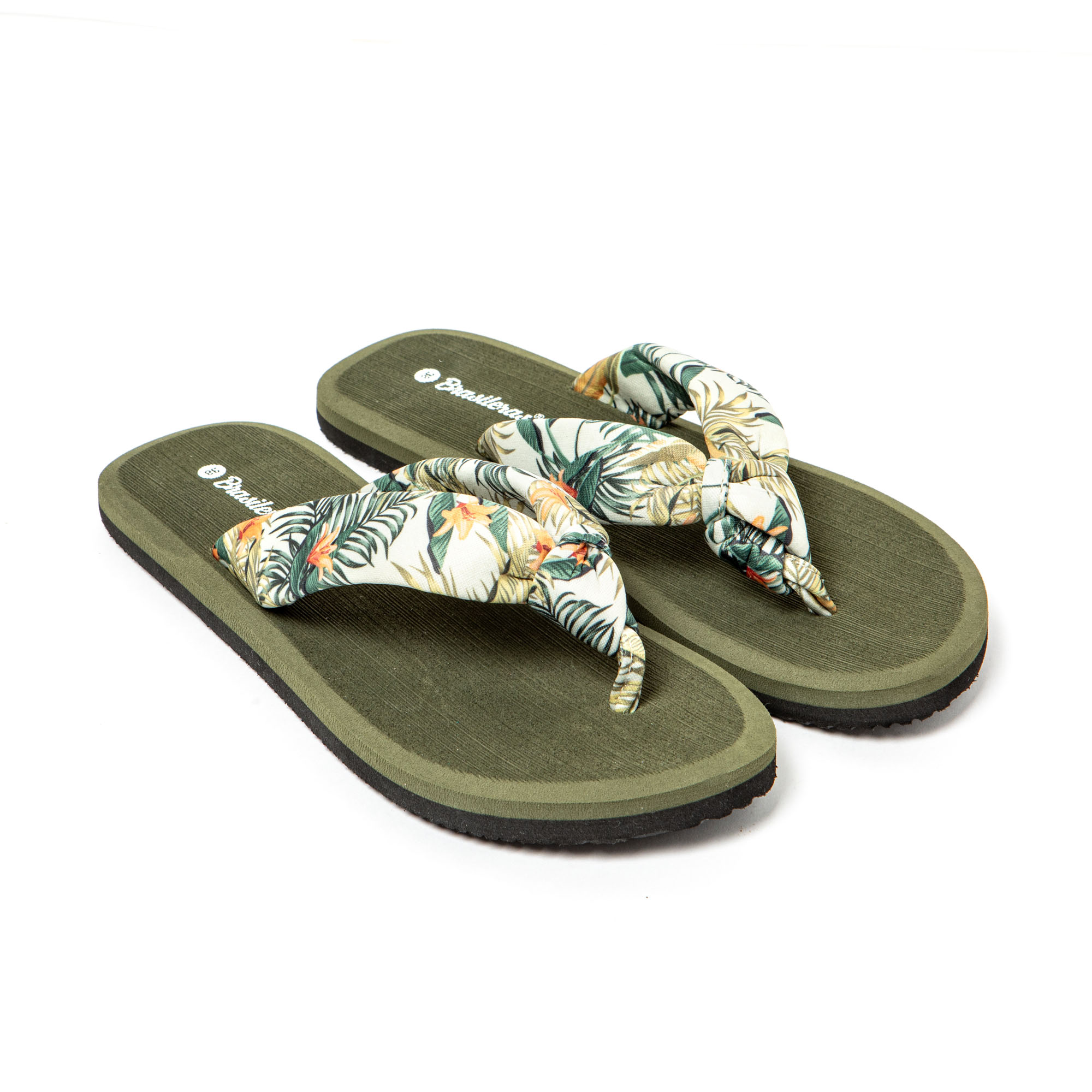 BRASILERAS Sandalias de Playa para Mujer con Estampado Floral Hibiscus Nudo, Suela de Goma Antideslizante y Cómoda Cuña, Ideales para Piscina o Exterior
