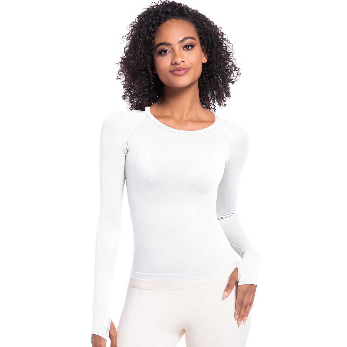 OmHO Camiseta de manga Larga para Mujer, Top de entrenamiento para Gimnasio transprado, ropa de entrenamiento para Mujer, ropa moldeadora Deportiva para Mujer