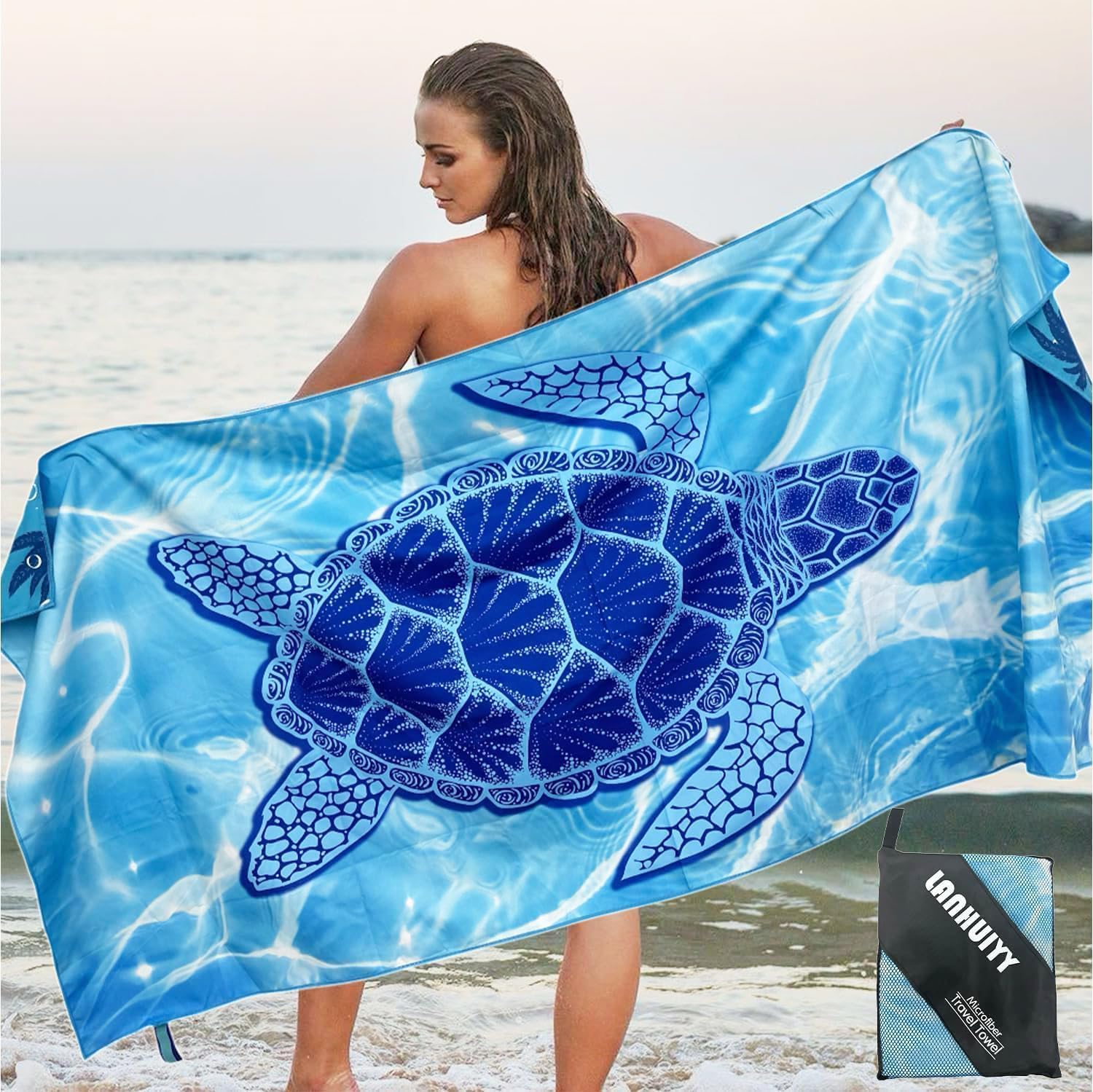 (180x81 cm, Toalla de Playa Grande, para Deporte, Viajes, Yoga, Camping, Playa, Gimnasio, Microfibra (K-01, 81x180cm)