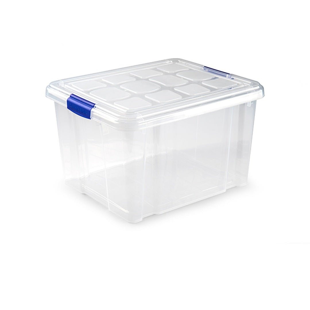 Plastic Forte - Caja de Almacenaje 25 litros Nº 2, Caja de ordenación de plástico transparente, Contenedor de almacenamiento