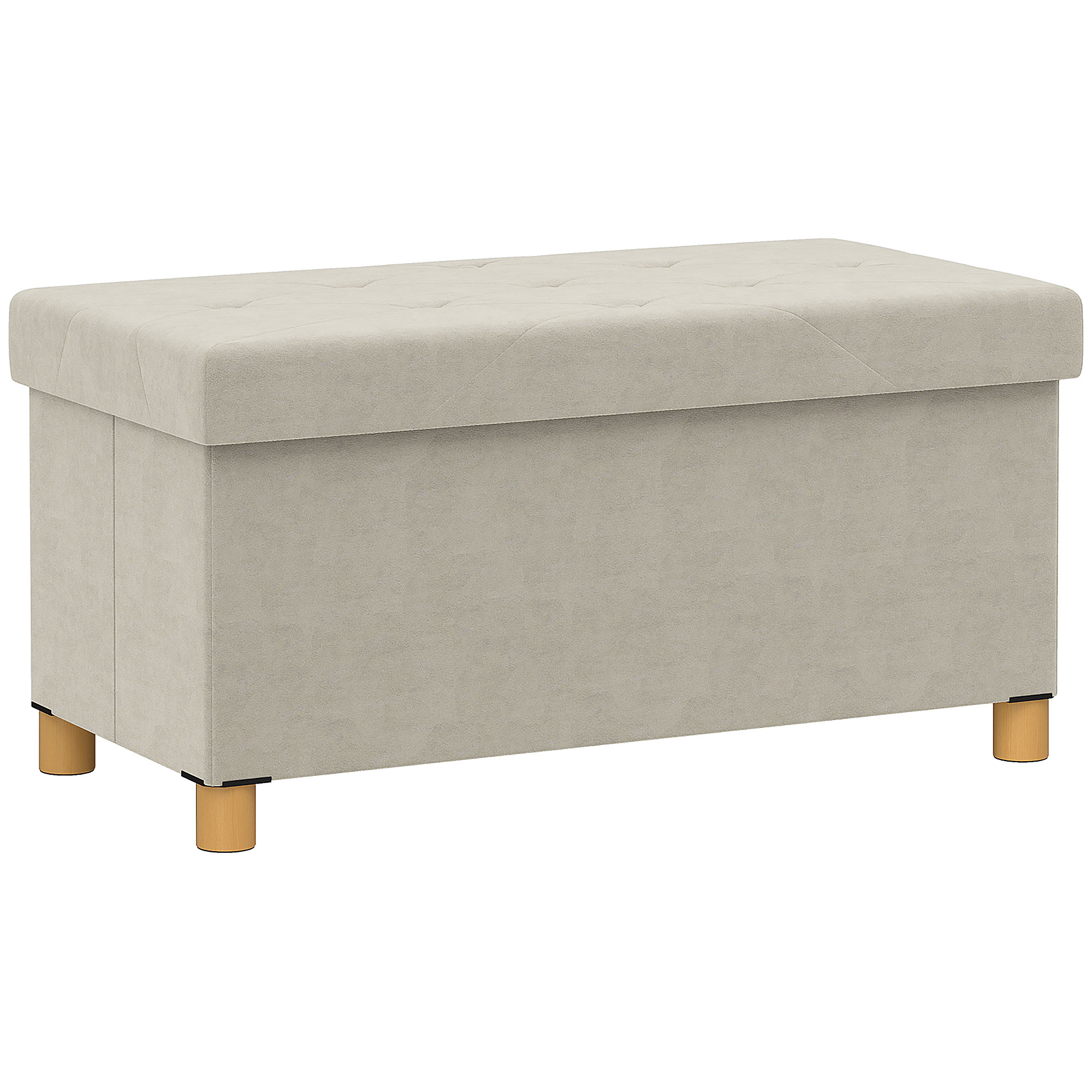 HOMCOM Puff Almacenaje, Banco Almacenaje Plegable, Capacidad de 67 L, 76x38x38 cm, Tapizado en Terciopelo, Baúl de Almacenamiento Dormitorio, Carga 120 kg, para Sala de Estar, Entrada