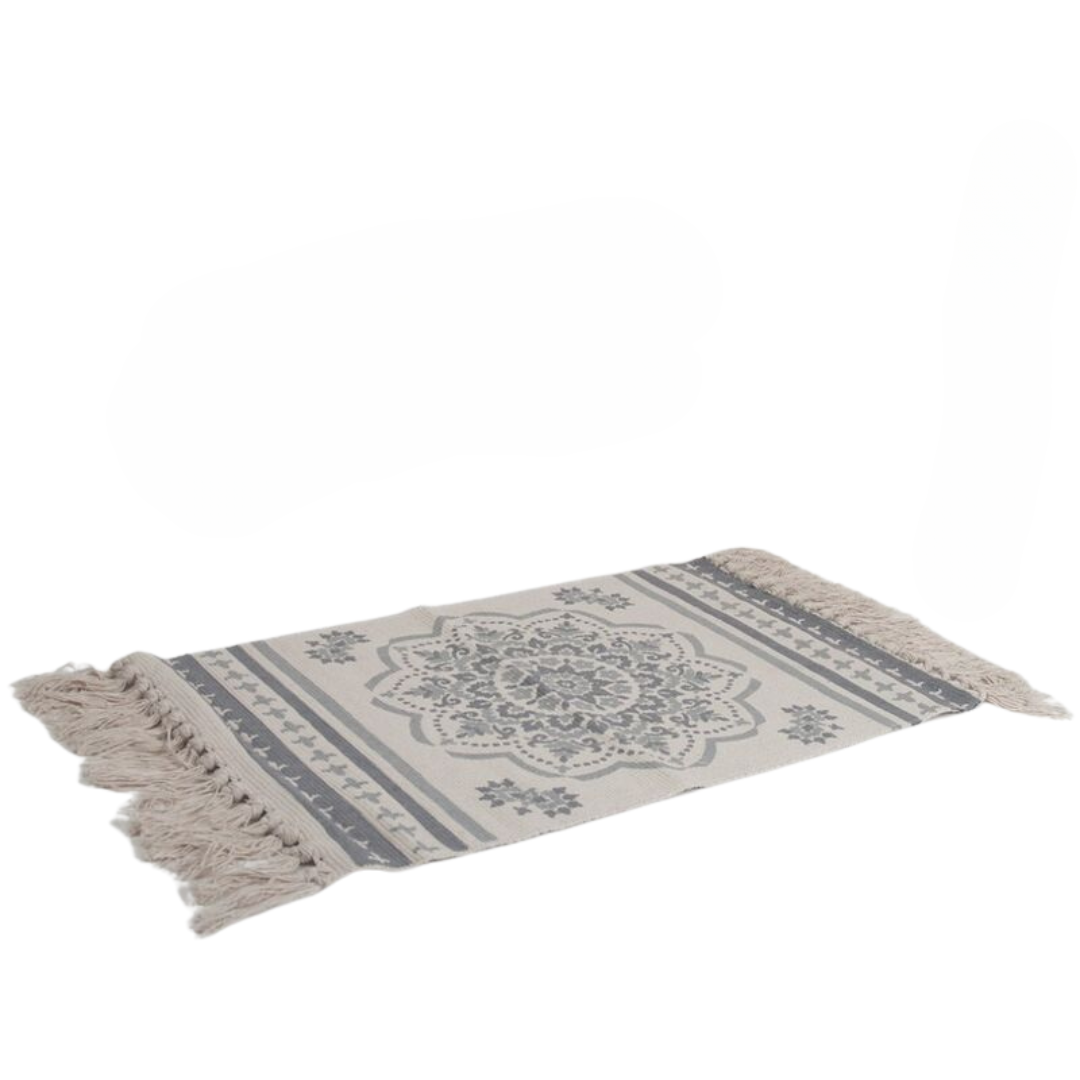 Gerimport Alfombra de Baño Flores Gris 45x70cm - Suave y Antideslizante