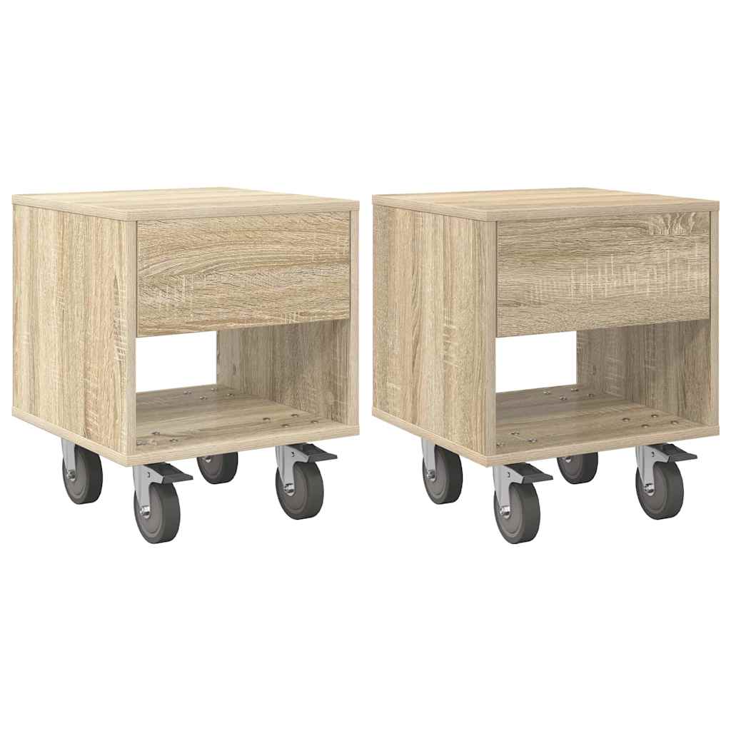 vidaXL Mesita de Noche 2 uds. 40,5 x 40 x 48 cm  Madera de ingeniería Multicolor