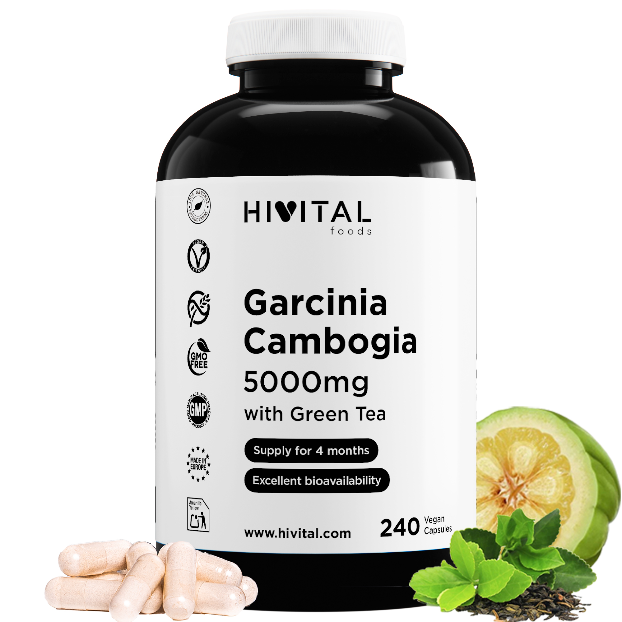 Garcinia Cambogia 5000 mg | 240 cápsulas veganas. Hivital