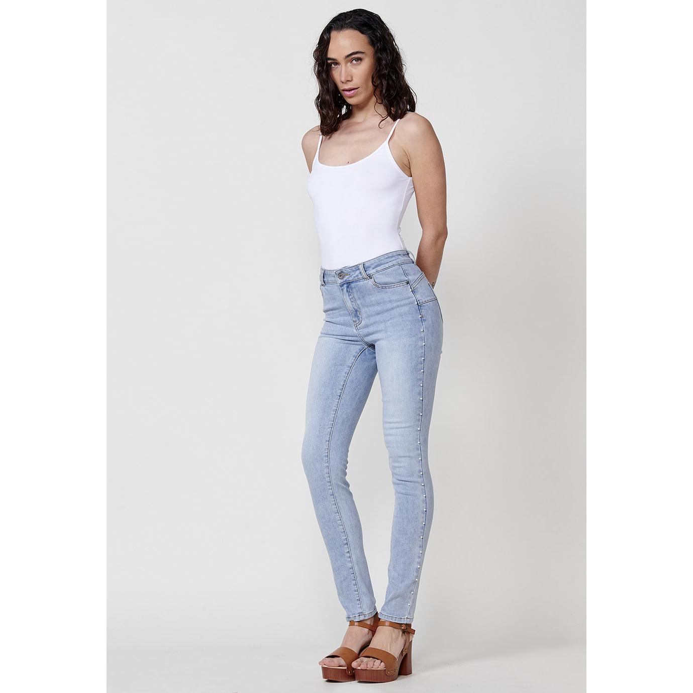 Koroshi Pantalón largo jeans mujer slim push up azul claro – Koroshi