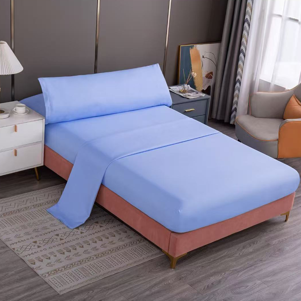 Juego de Sábanas Liso de 3 Piezas para Cama 90/105/135/150cm, 100% Poliéster Suave, Color Liso Moderno, Tacto Transpirable y Duradero, Varios Colores.