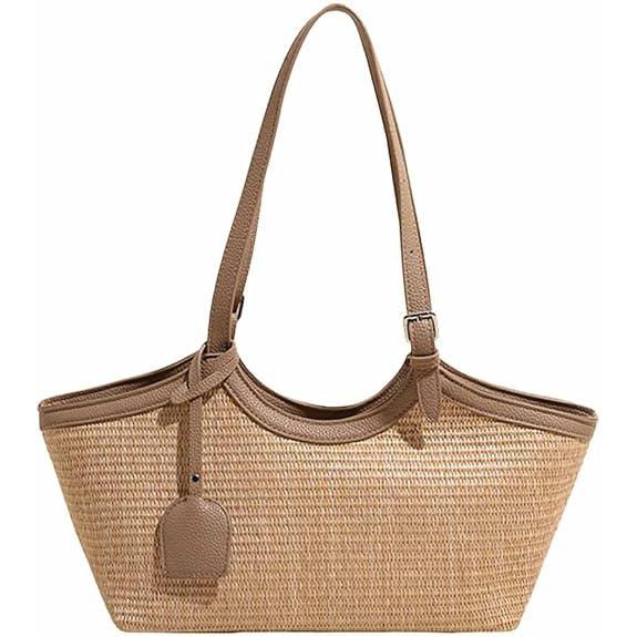 Bolsa de paja para mujer, bolso tejido de verano, casual, para playa, bolsa de mano para trabajo, viajes, bolsa de hombro, bolsos para ir de compras
