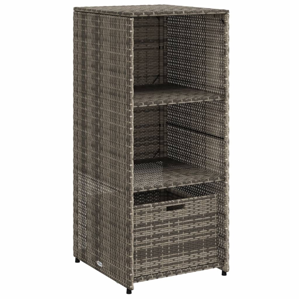 vidaXL Armario de almacenaje de jardín ratán PE gris 50x55x115 cm