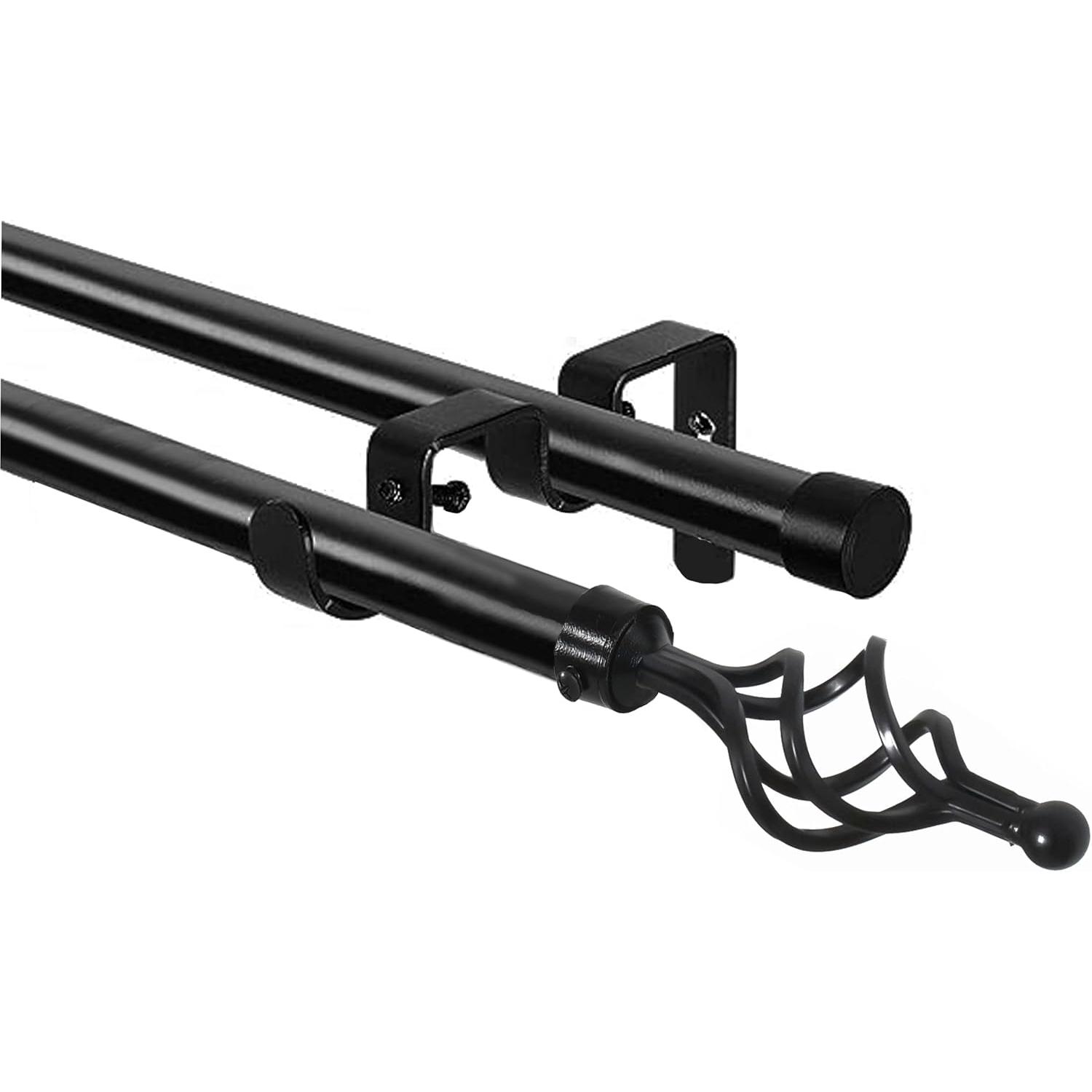 Barras de Cortina Doble 70-120cm/120-210cm/160-310cm, Barra de Cortina Extensible 16-19mm, con Terminales Forma Piña con Soportes, Barra de Cortina de Metal Ajustable para Sala de Estar