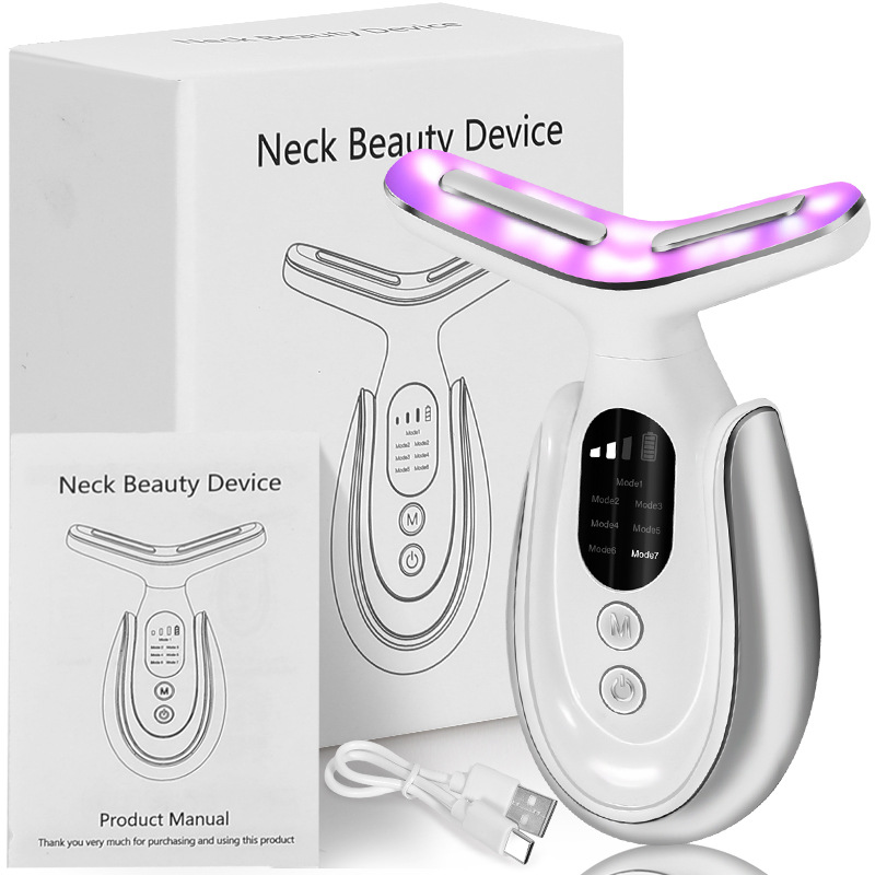 Dispositivo de belleza del cuello de siete colores claros, dispositivo de belleza de arrugas del cuello, dispositivo de dilución de arrugas del cuello, dispositivo de protección del cuello, dispositivo de masaje del cuello de calentamiento por compresa ca