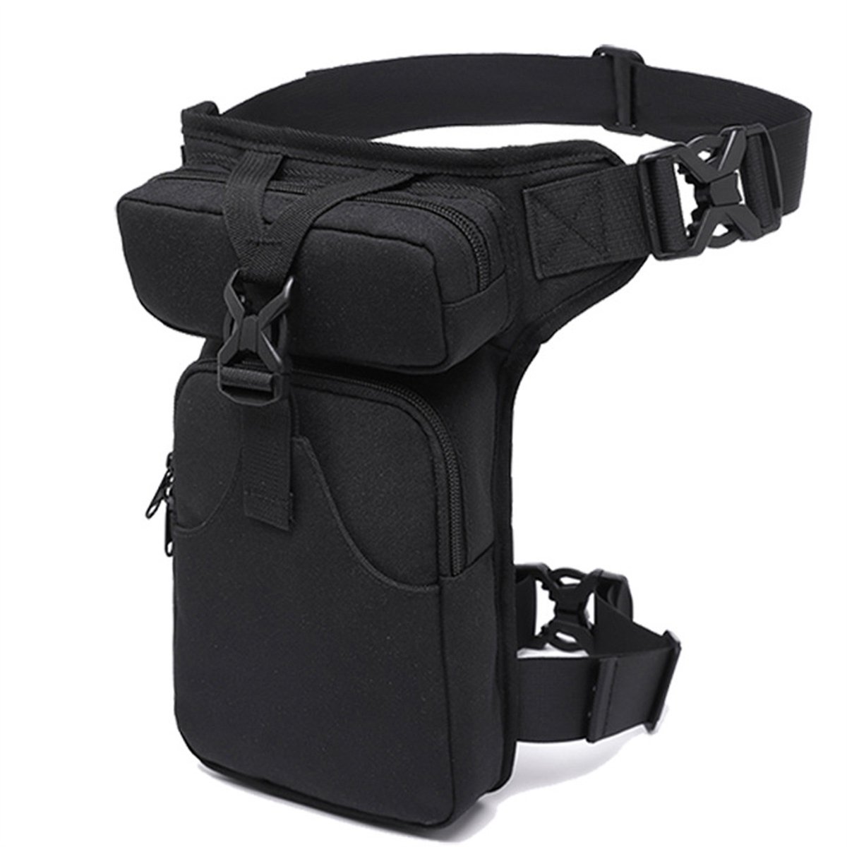 Canvas Beentas voor Mannen - Tactische Gereedschapstas - Voor Elektriciens & Klussers - Thighbag voor Motorfiets & Fietsen - Zwart - Universeel - 1 Stuk