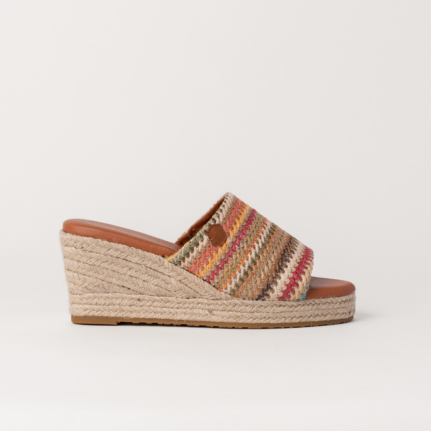 Mysoft 25M154 Sandalias con cuña de mujer tejido multicolor