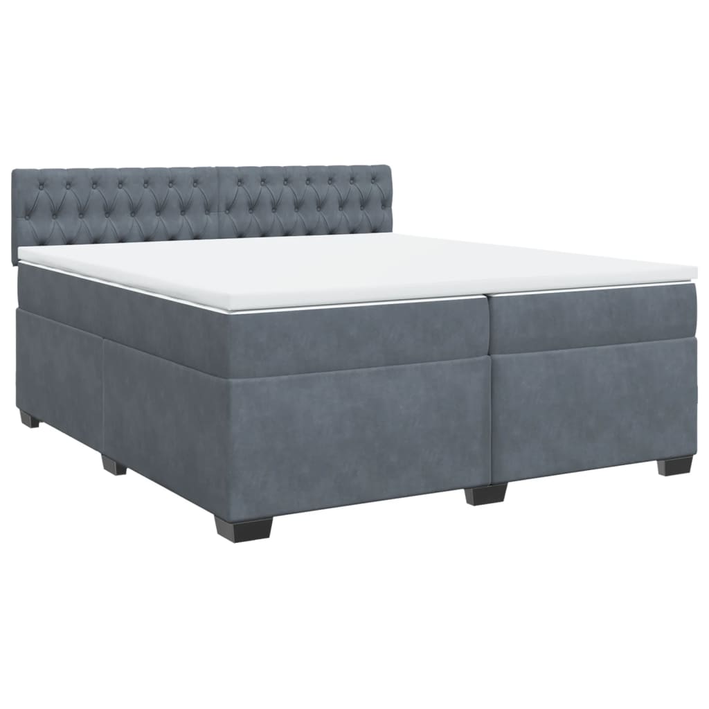 vidaXL Cama box spring con colchón terciopelo gris oscuro 200x200 cm
