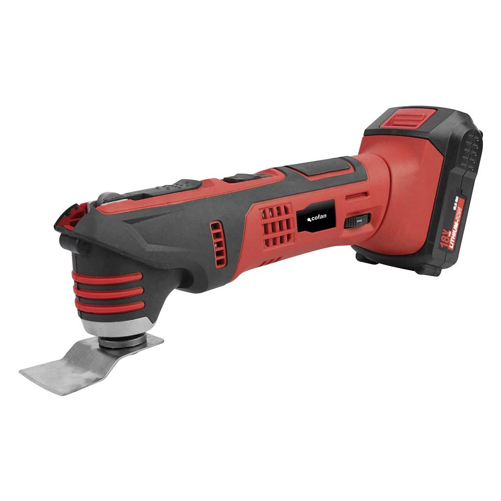 Cofan Multiherramienta a batería Li-ion| Incluye accesorios | Batería de 18 V | 15.000 rpm